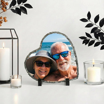 Coupe Photo Stone Plaque, 5th 10th 25th Wedding Anniversary Picture Rock Slate