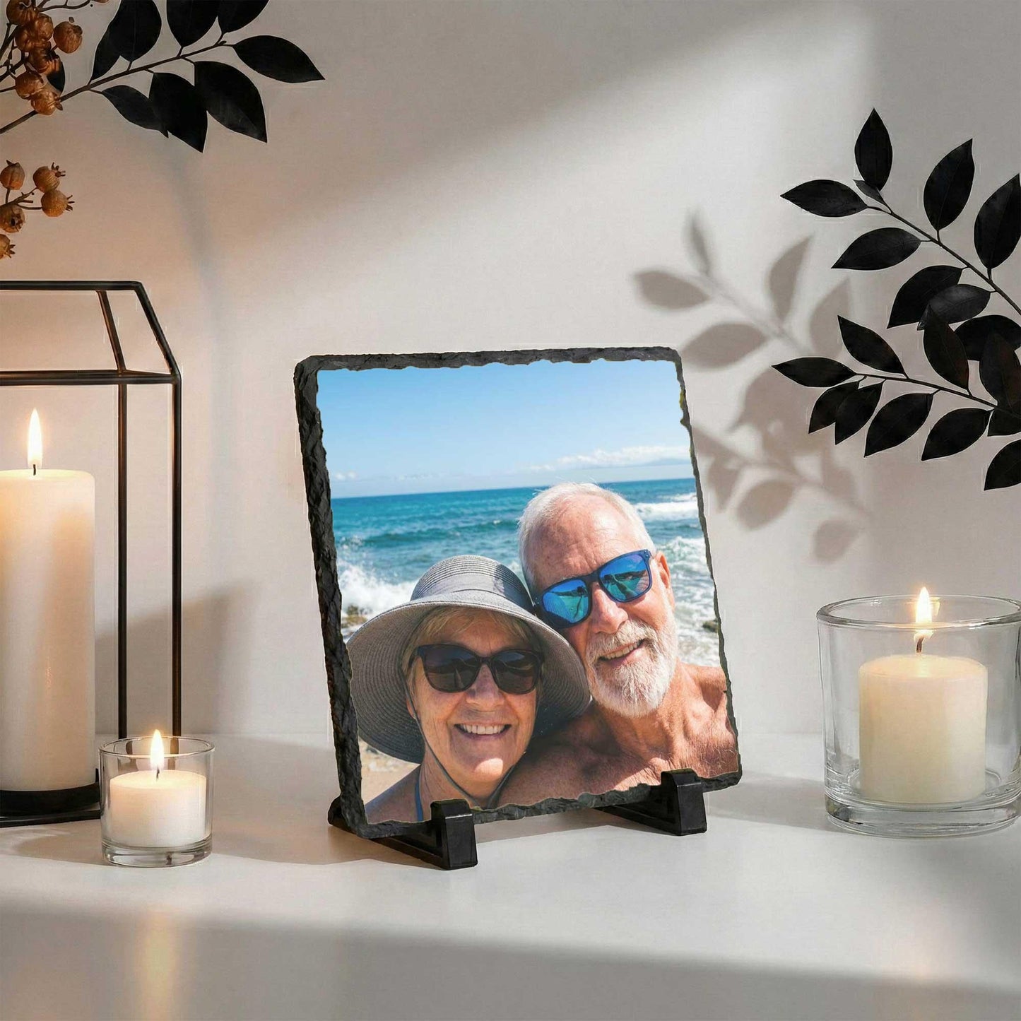 Coupe Photo Stone Plaque, 5th 10th 25th Wedding Anniversary Picture Rock Slate