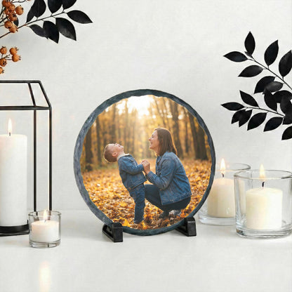 Custom Mommy and Baby Photo Stone Plaque, Mom and Son Picture Slate Rock