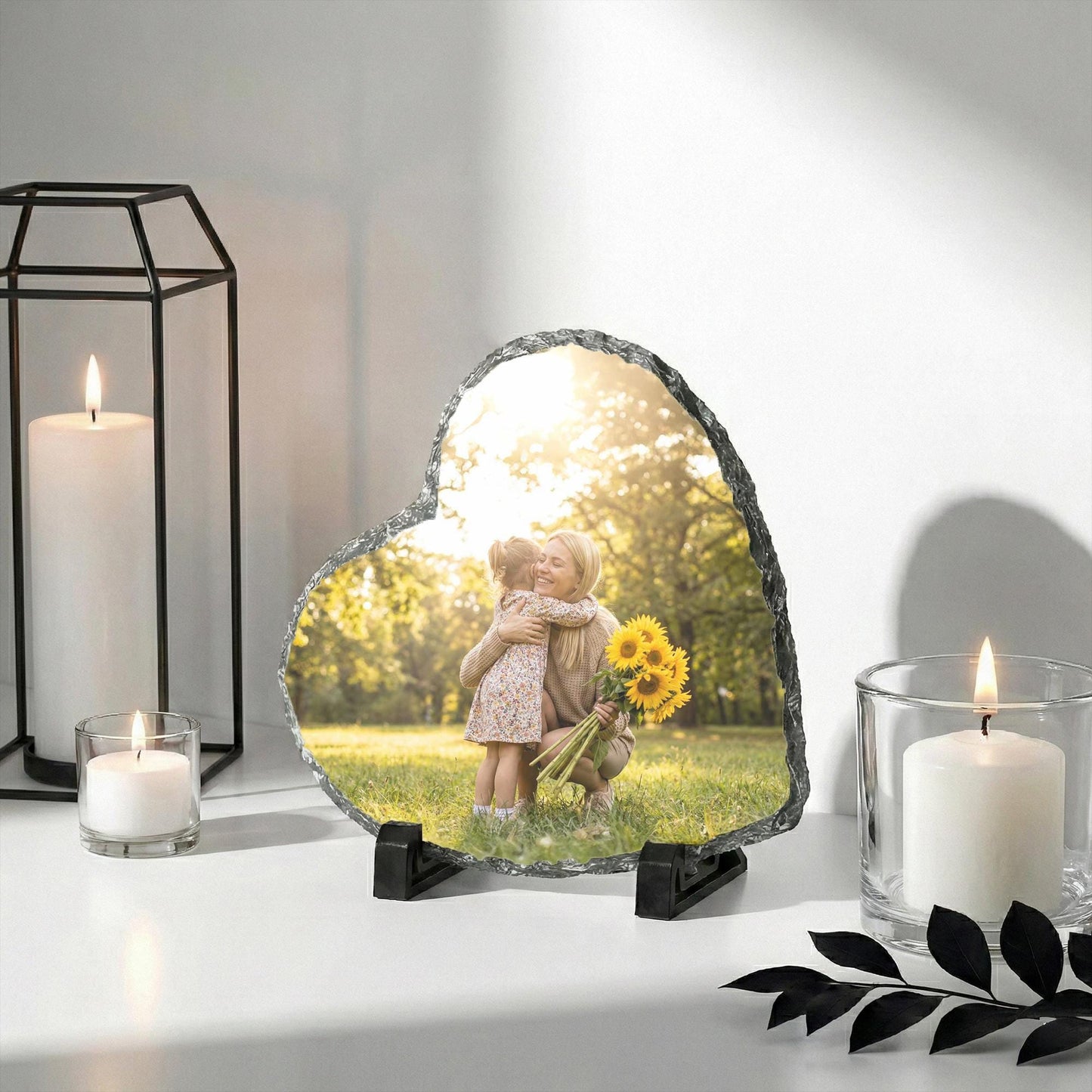 Mother and Girl Photo Stone Plaque, Custom Mom and Daughter Picture Rock Slate