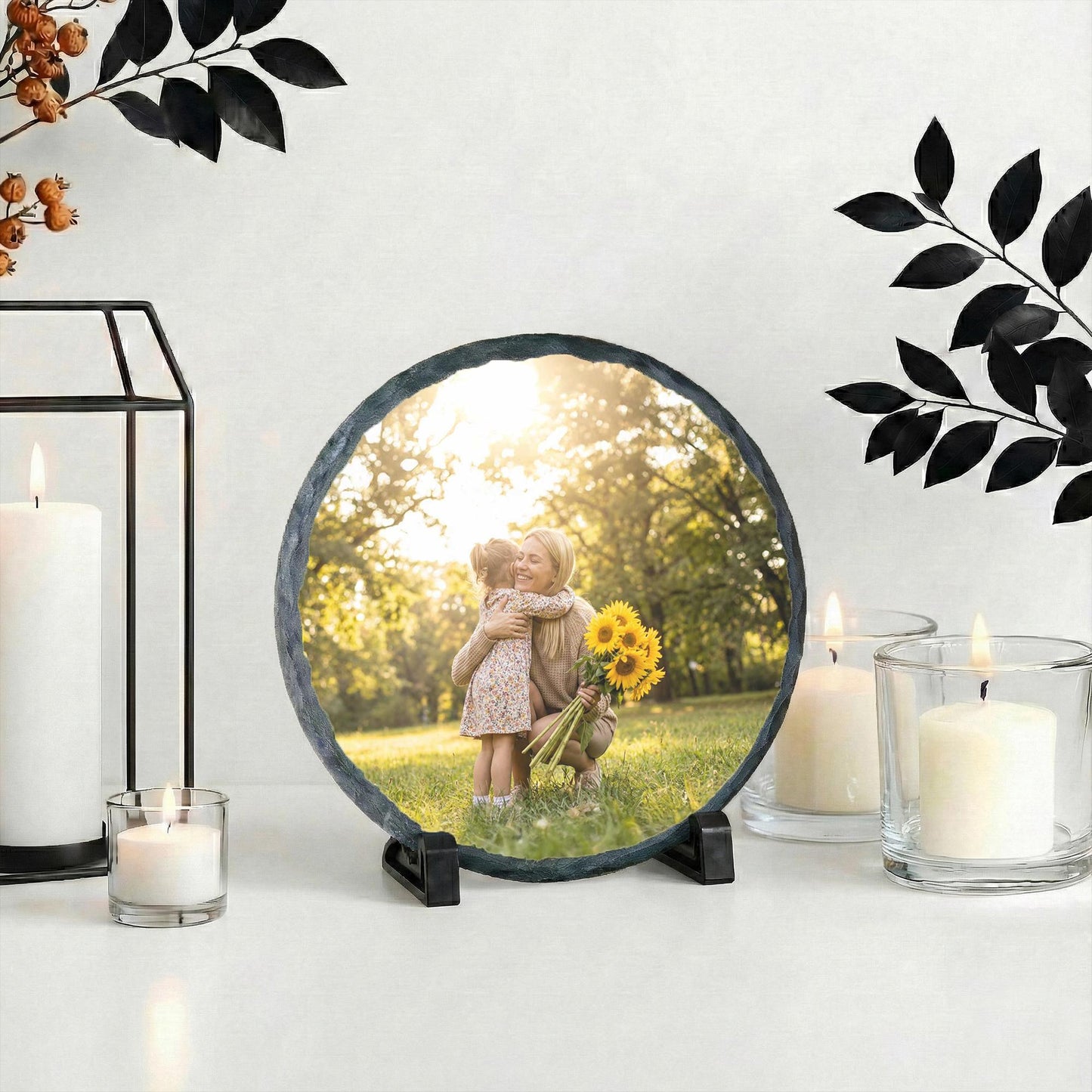 Mother and Girl Photo Stone Plaque, Custom Mom and Daughter Picture Rock Slate