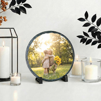 Mother and Girl Photo Stone Plaque, Custom Mom and Daughter Picture Rock Slate