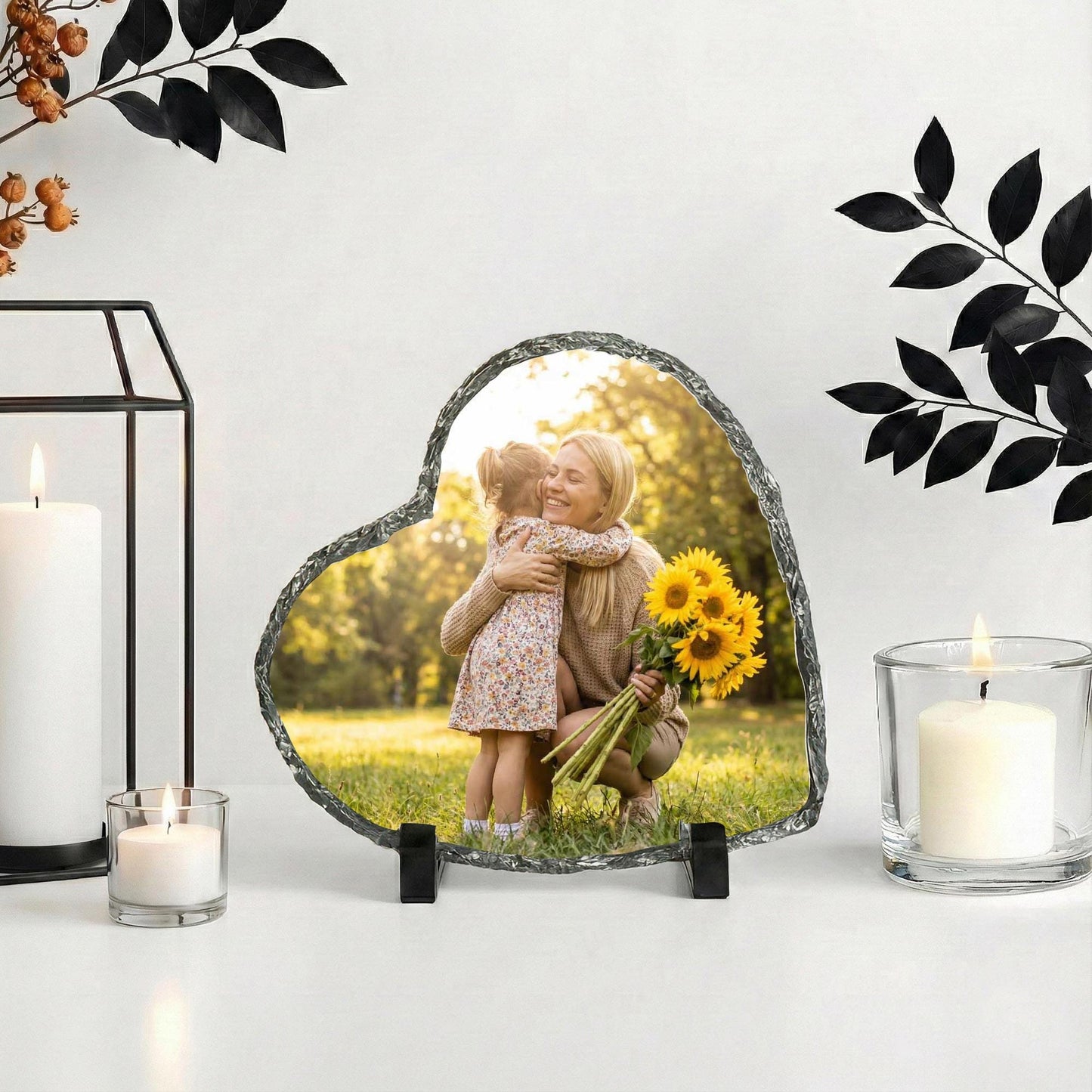 Mother and Girl Photo Stone Plaque, Custom Mom and Daughter Picture Rock Slate