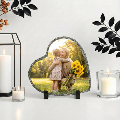 Mother and Girl Photo Stone Plaque, Custom Mom and Daughter Picture Rock Slate