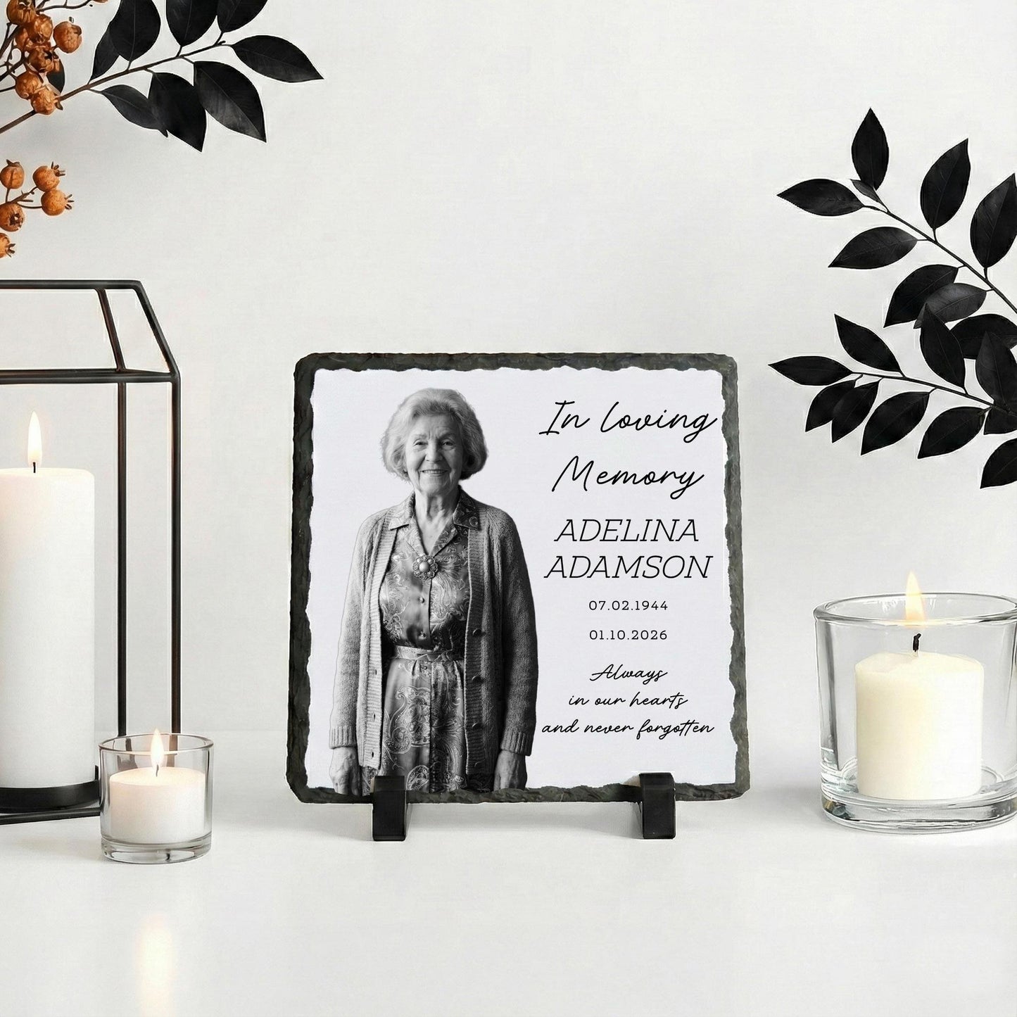 Personalized Grandma Photo Memorial Stone Plaque, Loss of Grandmother Portrait Rock Slate