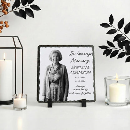 Personalized Grandma Photo Memorial Stone Plaque, Loss of Grandmother Portrait Rock Slate
