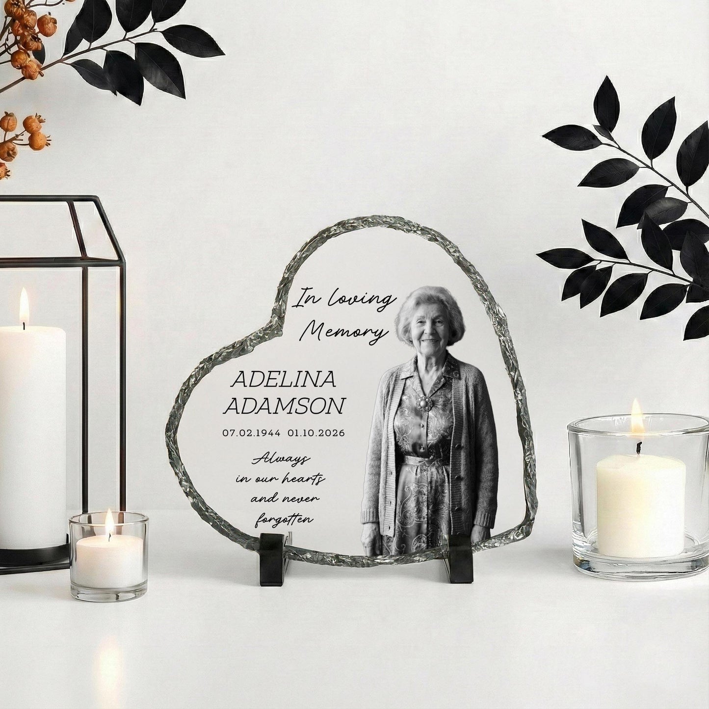 Personalized Grandma Photo Memorial Stone Plaque, Loss of Grandmother Portrait Rock Slate