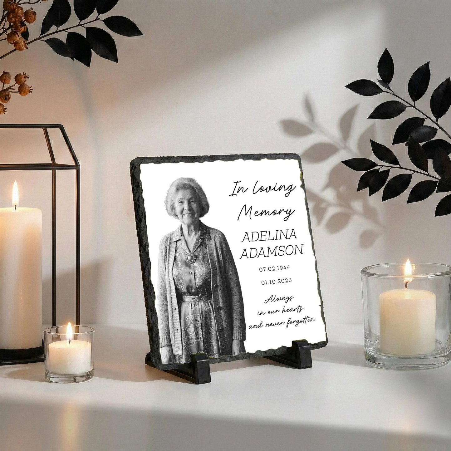 Personalized Grandma Photo Memorial Stone Plaque, Loss of Grandmother Portrait Rock Slate