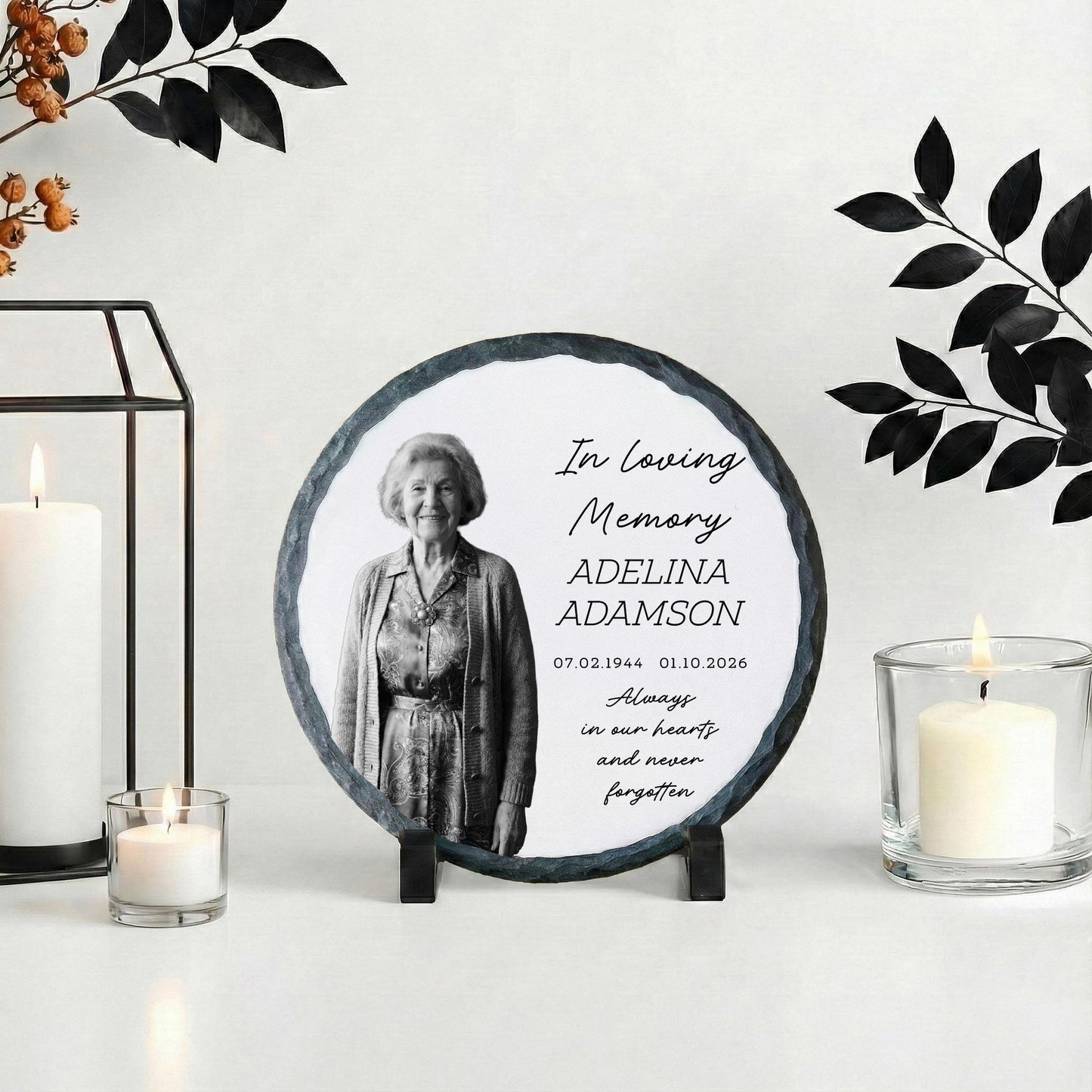 Personalized Grandma Photo Memorial Stone Plaque, Loss of Grandmother Portrait Rock Slate