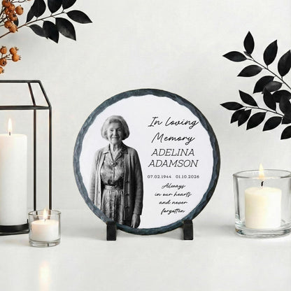 Personalized Grandma Photo Memorial Stone Plaque, Loss of Grandmother Portrait Rock Slate