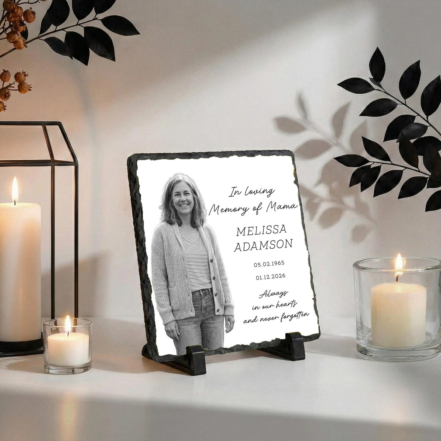 In Loving Memory of Mama Photo Stone Plaque, Memorial Slate Mum
