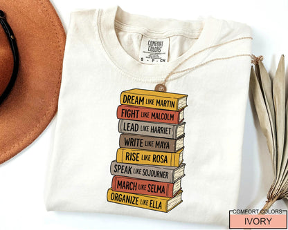 Black History Books Shirt, Dream Like Martin Speak Like Frederick Tee