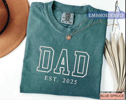Personalized Dad Embroidered Shirt with Est Year - Birthday Gift for Father