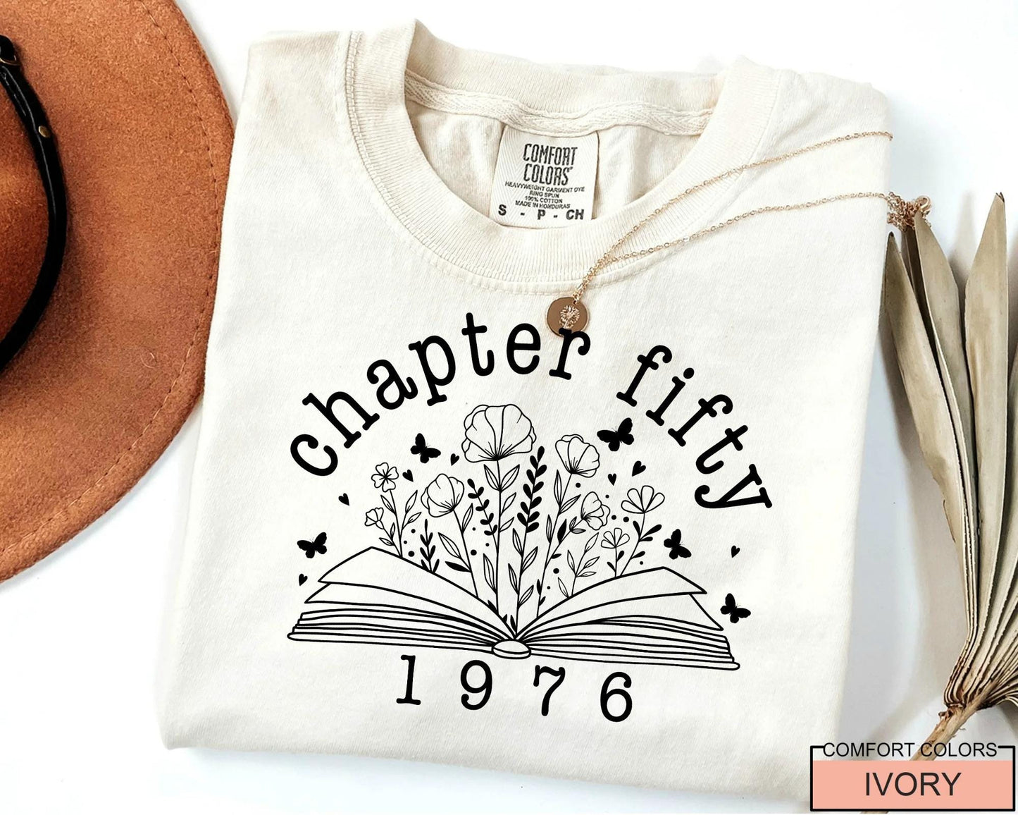 Book Chapter 50 Tee - Womens 50th Birthday Shirt - Born In 1976 Customized Bday Gift