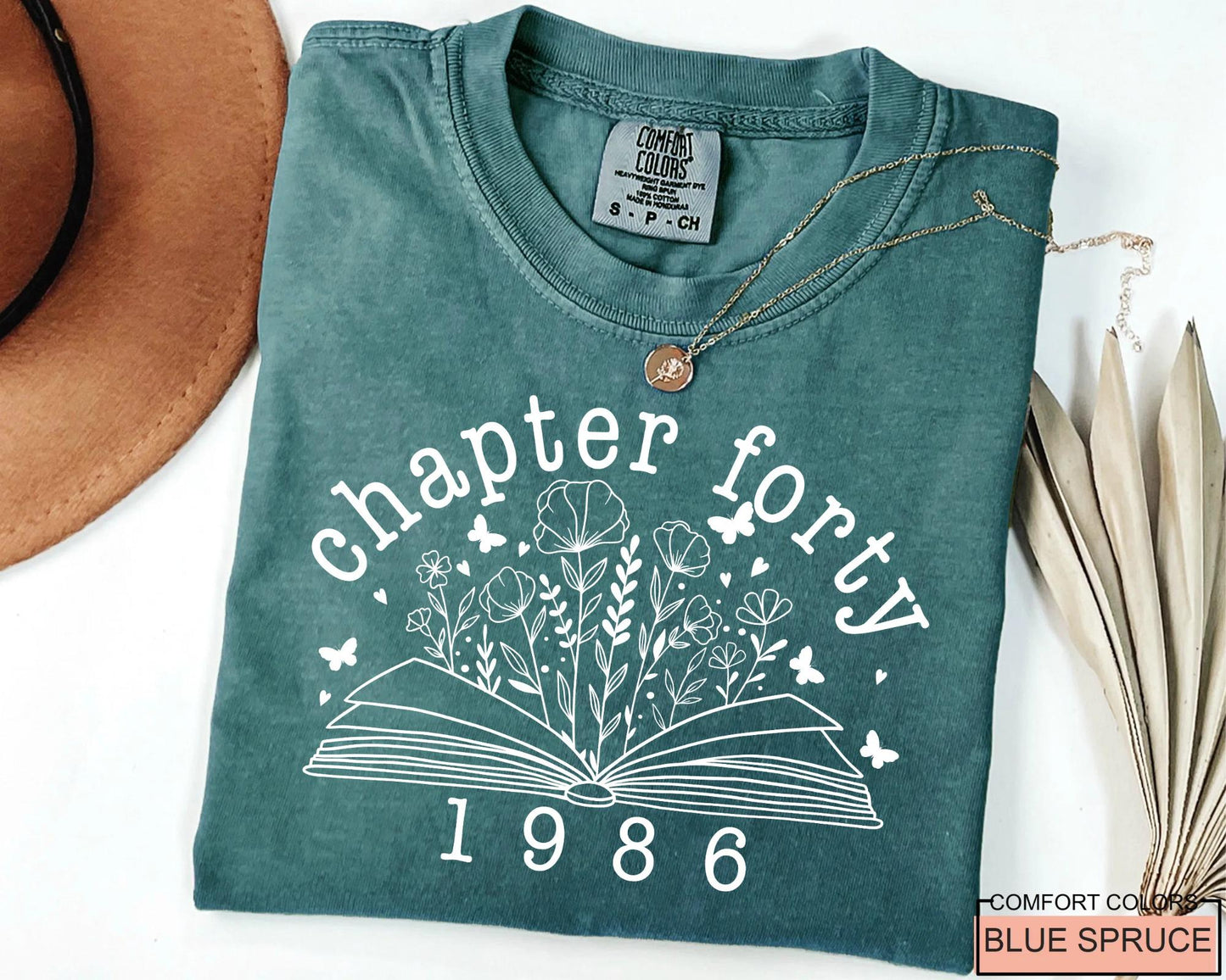 Floral Book Chapter 40 T-Shirt: 1986 Birthday Gift