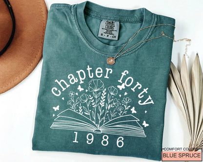 Floral Book Chapter 40 T-Shirt: 1986 Birthday Gift