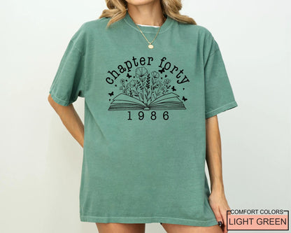 Floral Book Chapter 40 T-Shirt: 1986 Birthday Gift
