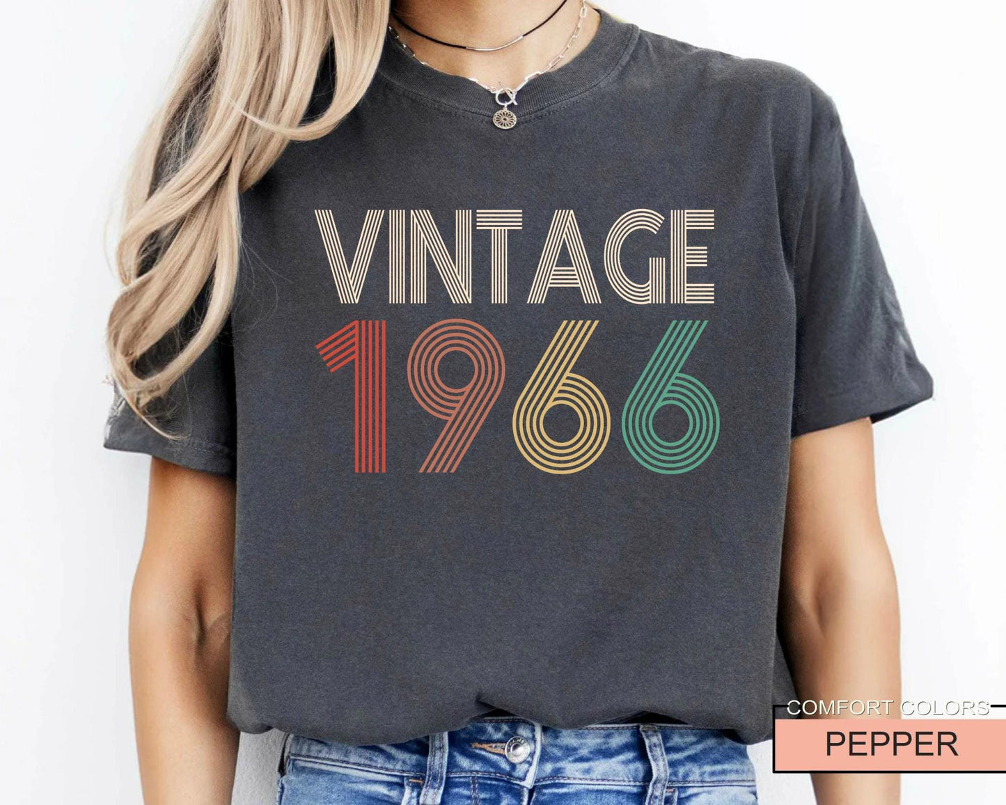 Custom Year 1966 Tee : Womens Vintage 60th Birthday Shirt