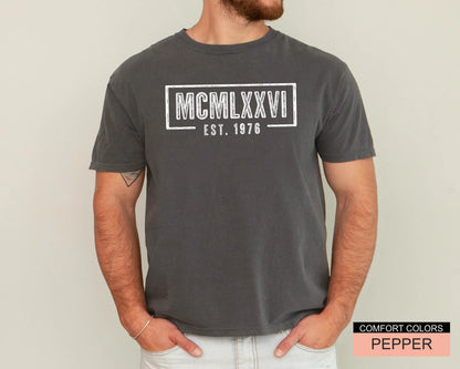 50 Years Old Birthday Shirt, Personalizable Year Roman Numeral Tee for Grandpa