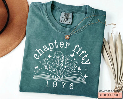 Book Chapter 50 Tee - Womens 50th Birthday Shirt - Born In 1976 Customized Bday Gift