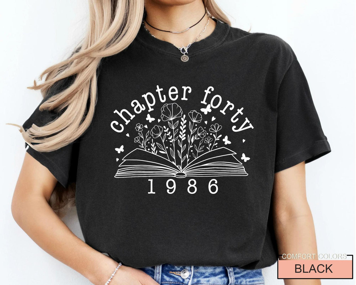 Floral Book Chapter 40 T-Shirt: 1986 Birthday Gift