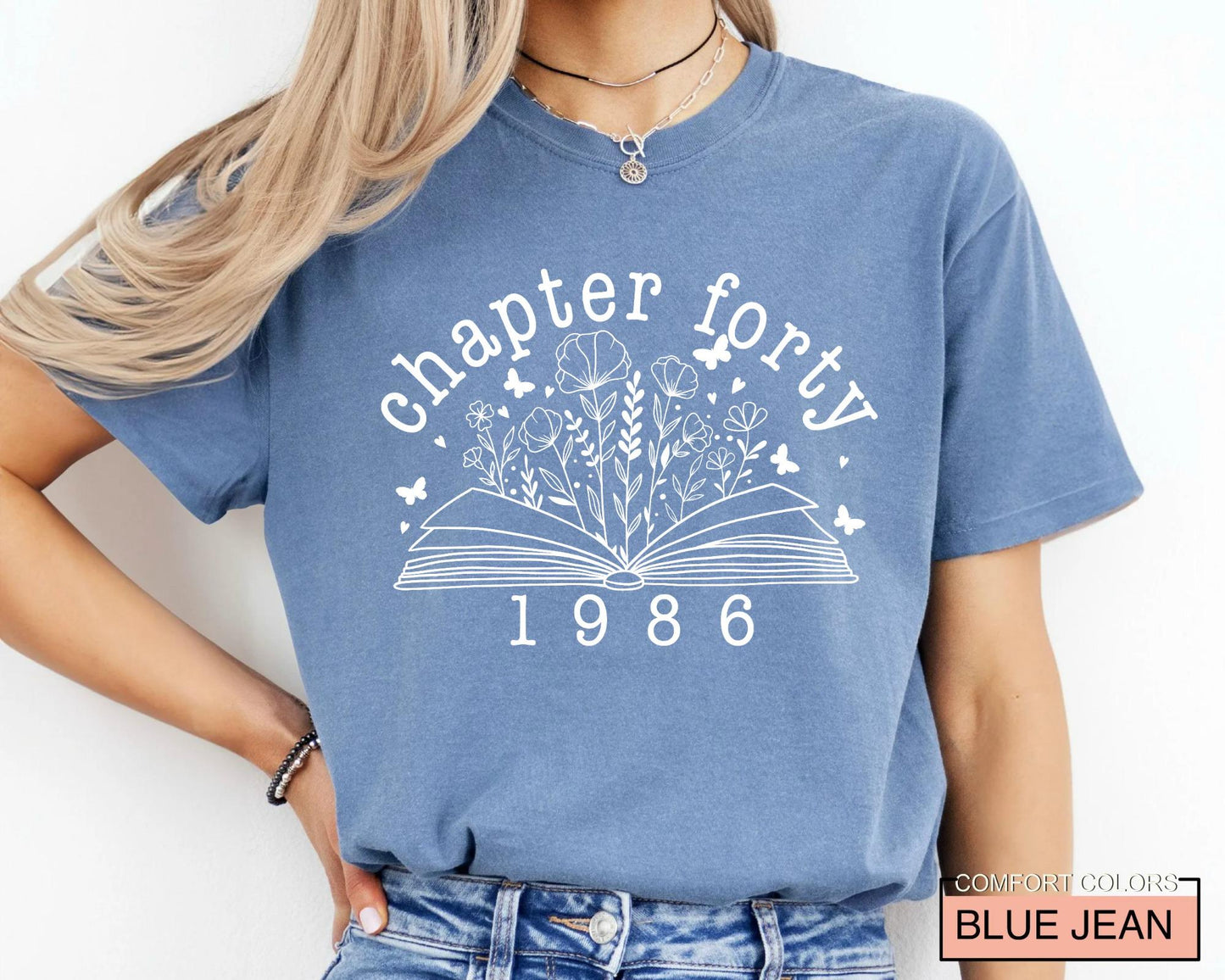 Floral Book Chapter 40 T-Shirt: 1986 Birthday Gift