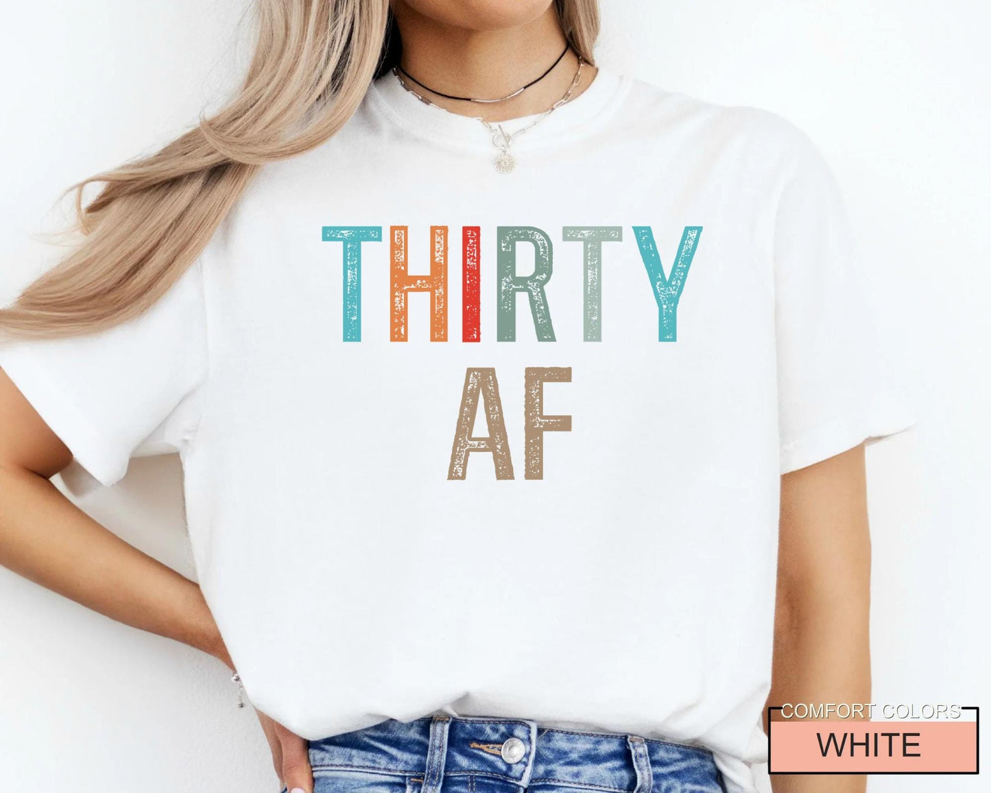 Thirty AF Shirt - Funny 30th Bday Shirt For Men or Women