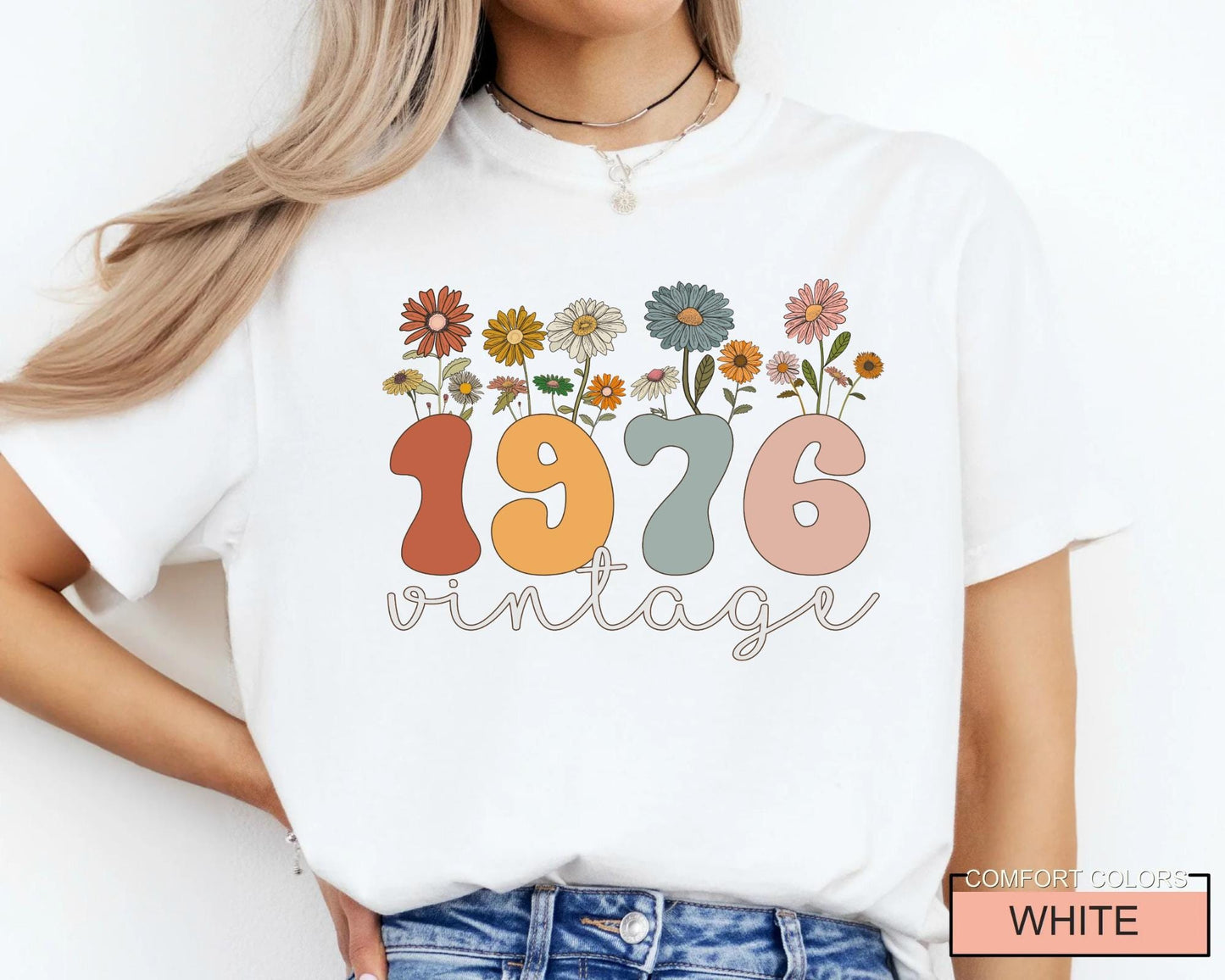 Wildflower 50th Birthday Shirt: Retro 1976 Vintage Style