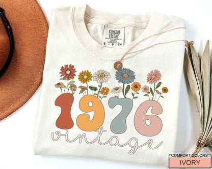 Wildflower 50th Birthday Shirt: Retro 1976 Vintage Style
