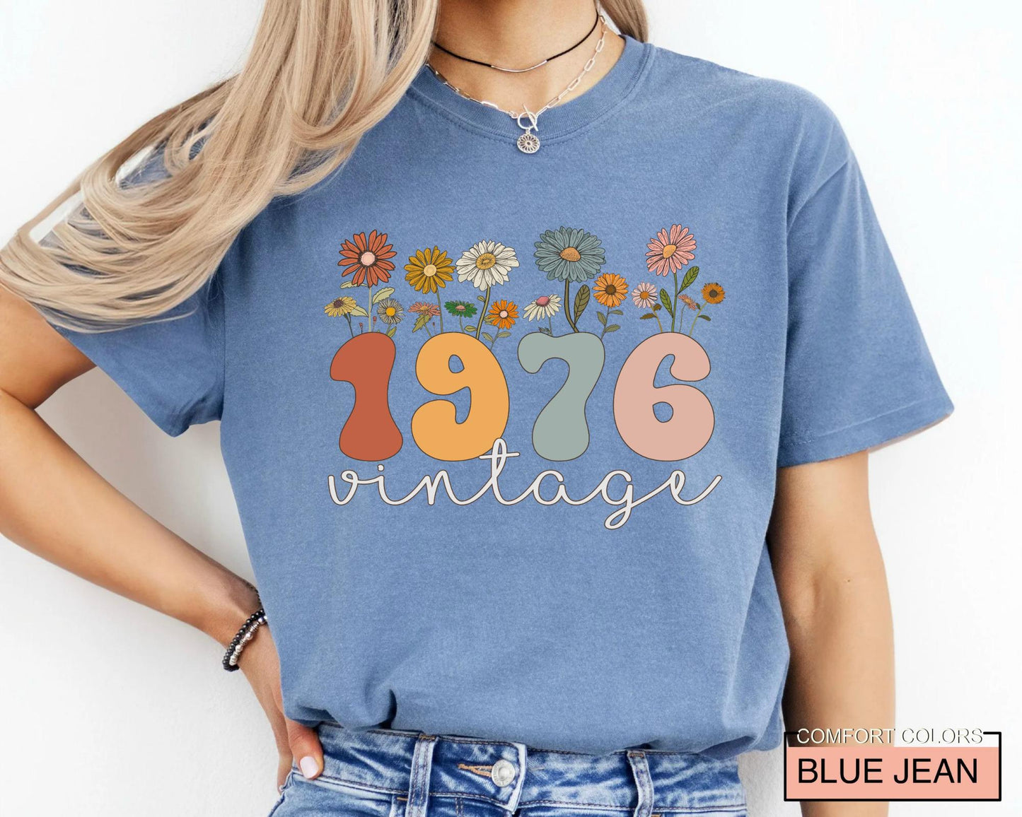 Wildflower 50th Birthday Shirt: Retro 1976 Vintage Style
