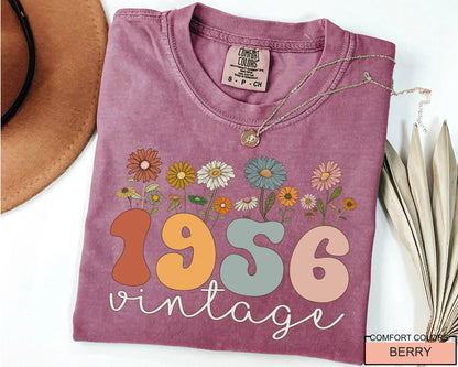 70th Birthday Vintage Floral Shirt, Custom Born in 1956 Women Tee