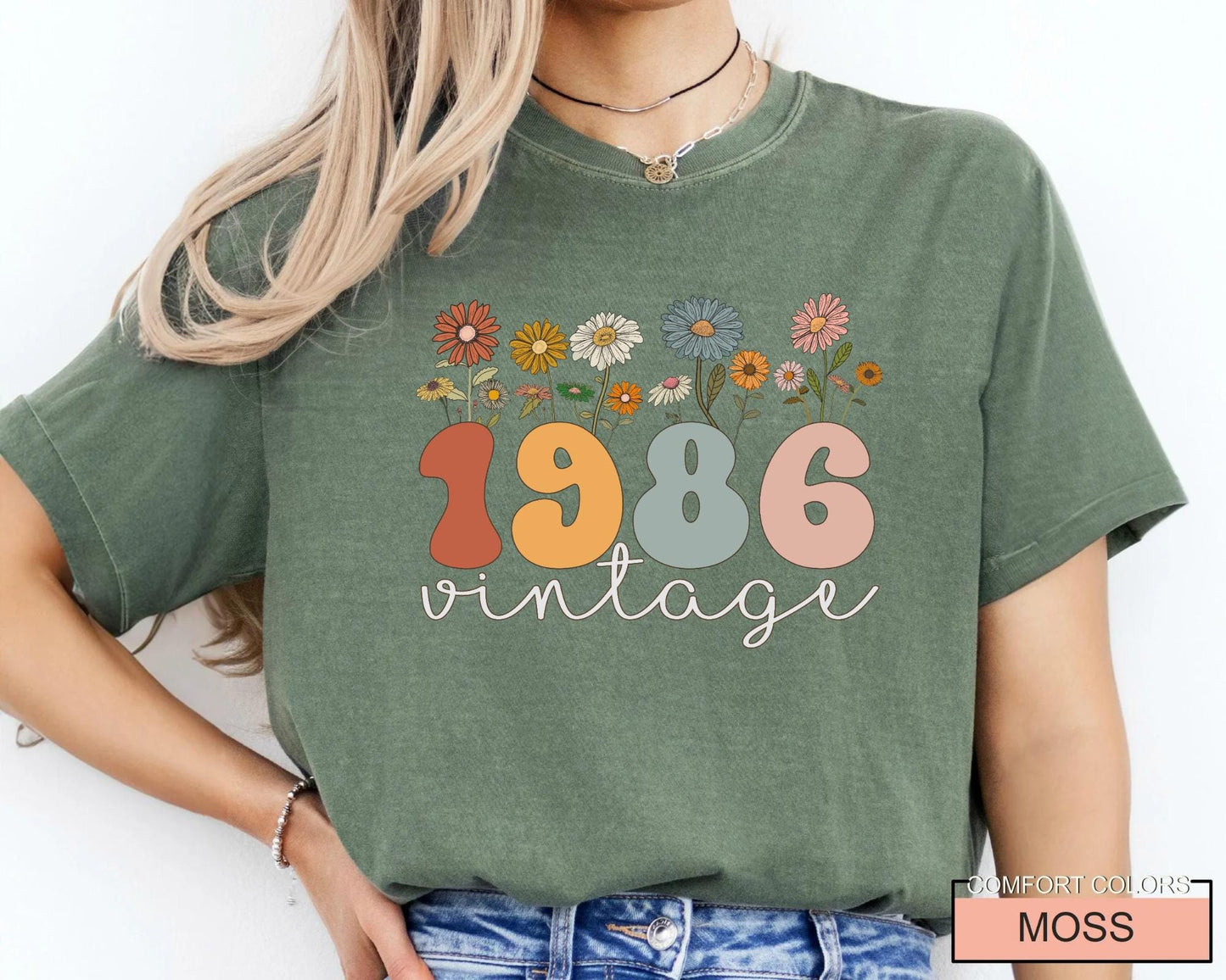 Vintage 1986 Birthday 40 T-Shirt - Floral Forty Woman shirt