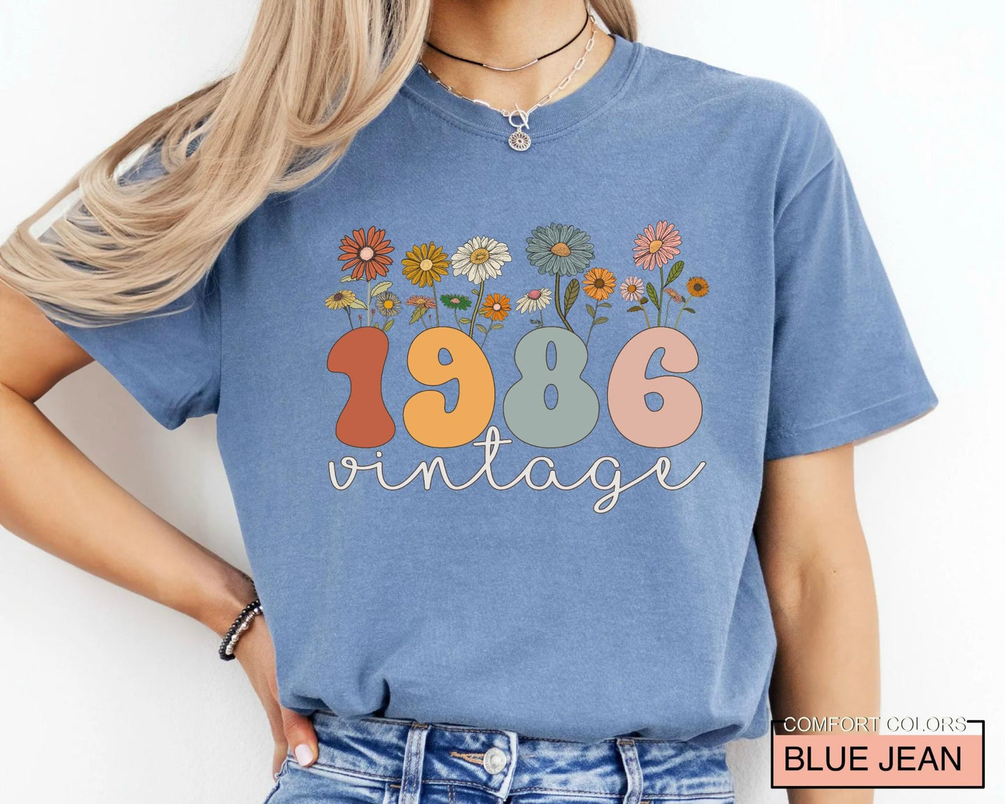 Vintage 1986 Birthday 40 T-Shirt - Floral Forty Woman shirt