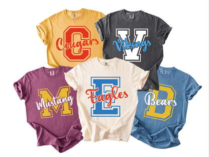 School Spirit Wear - Team Name Mascot Tshirts for Highschool Elementary School