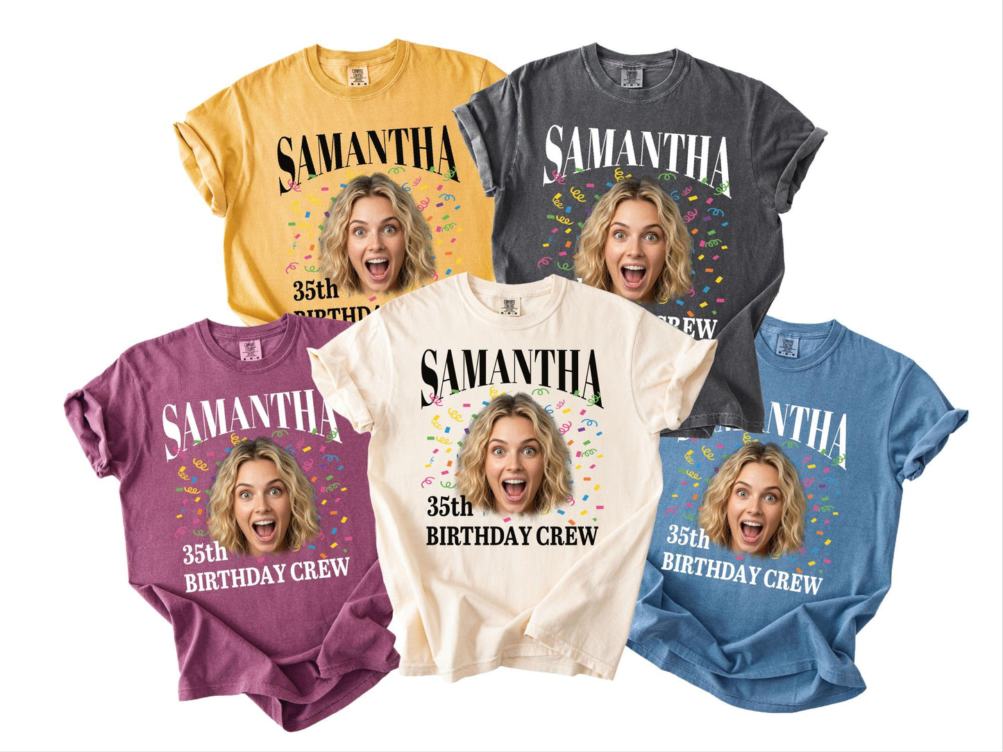 Custom Photo 35th Birthday Crew Shirt, Personalized Party Tee, 1991 Celebration Outfit