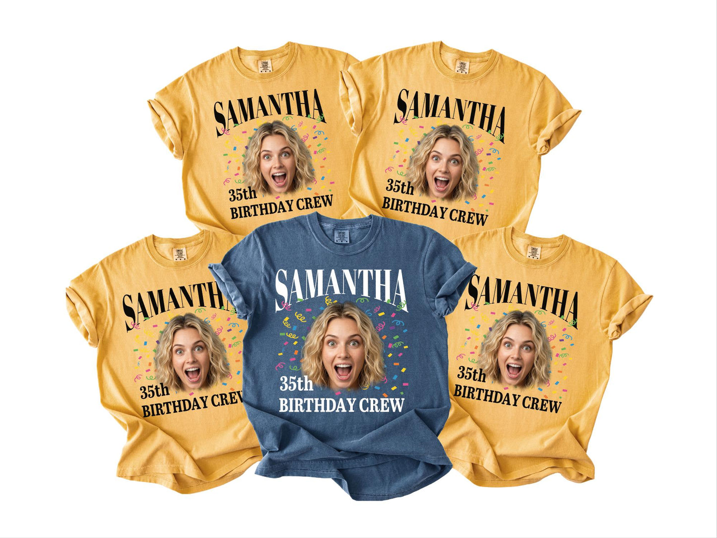 Custom Photo 35th Birthday Crew Shirt, Personalized Party Tee, 1991 Celebration Outfit