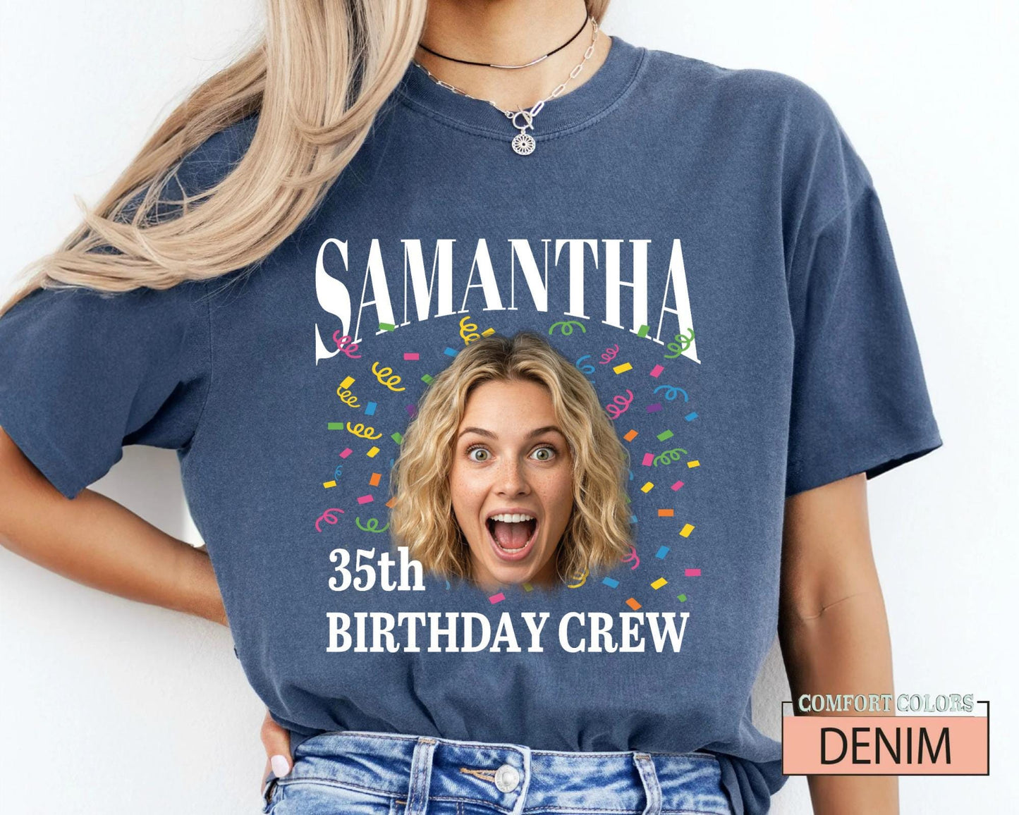 Custom Photo 35th Birthday Crew Shirt, Personalized Party Tee, 1991 Celebration Outfit