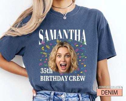 Custom Photo 35th Birthday Crew Shirt, Personalized Party Tee, 1991 Celebration Outfit