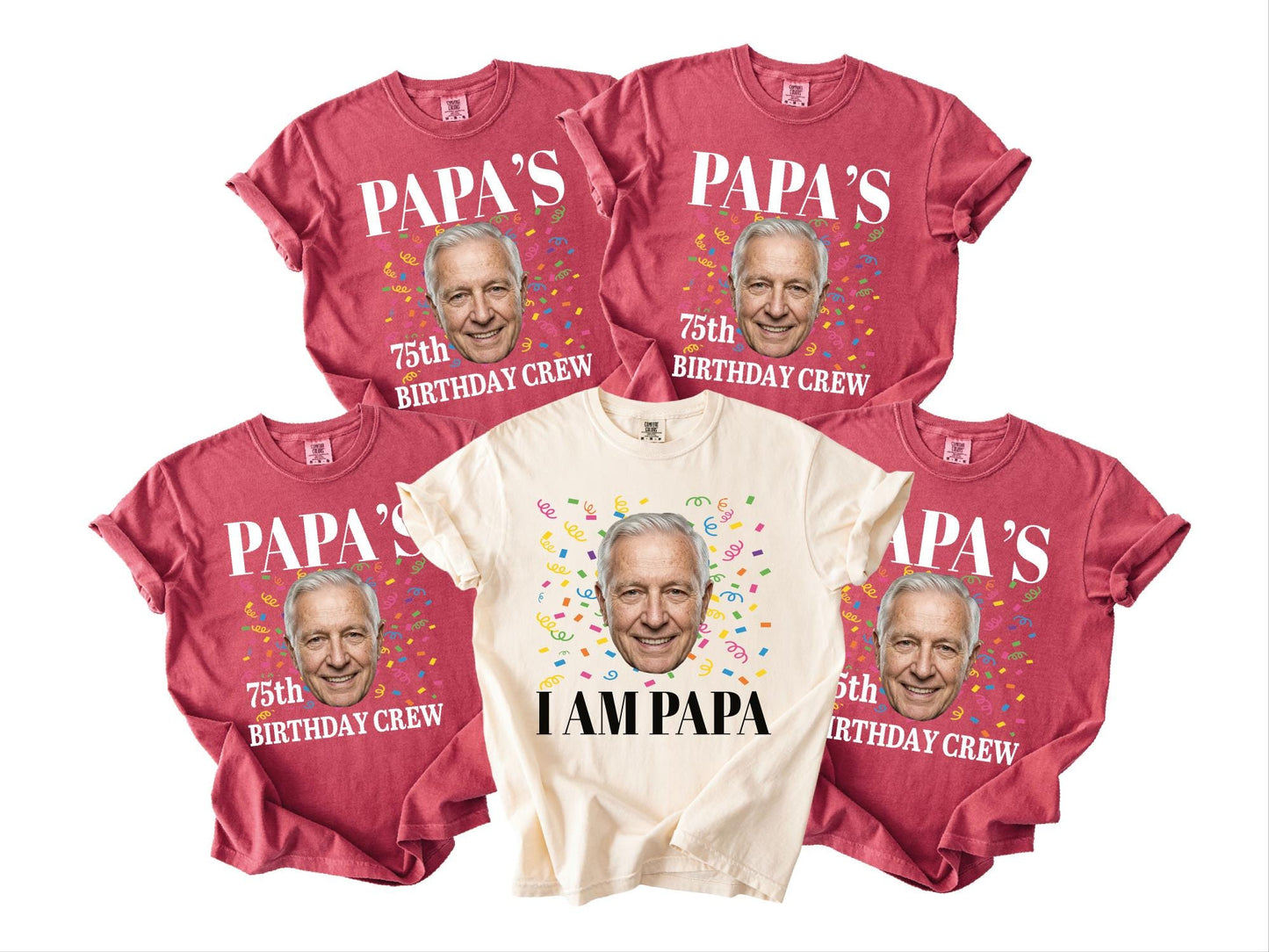 Custom Grandfather 75th Birthday Crew Shirt - Matching Grandpa Photo Party Outfit