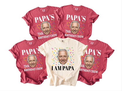 Custom Grandfather 75th Birthday Crew Shirt - Matching Grandpa Photo Party Outfit