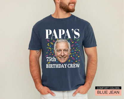 Custom Grandfather 75th Birthday Crew Shirt - Matching Grandpa Photo Party Outfit
