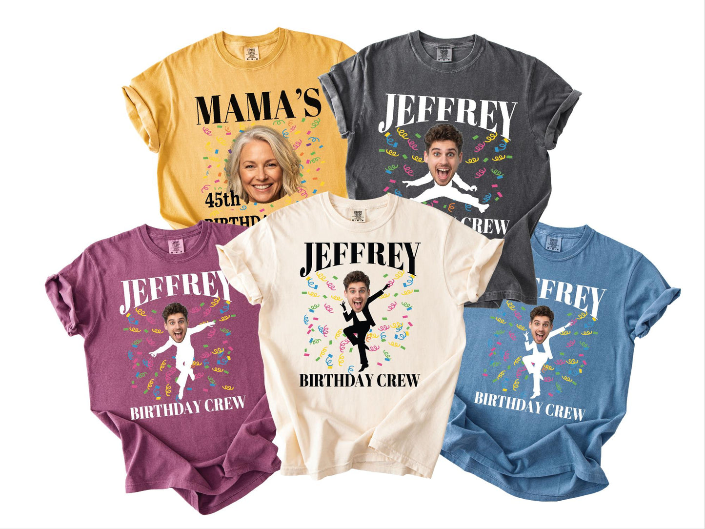 Funny Birthday Man Face Photo Shirt, Matching Birthday Party Boy Group Tee