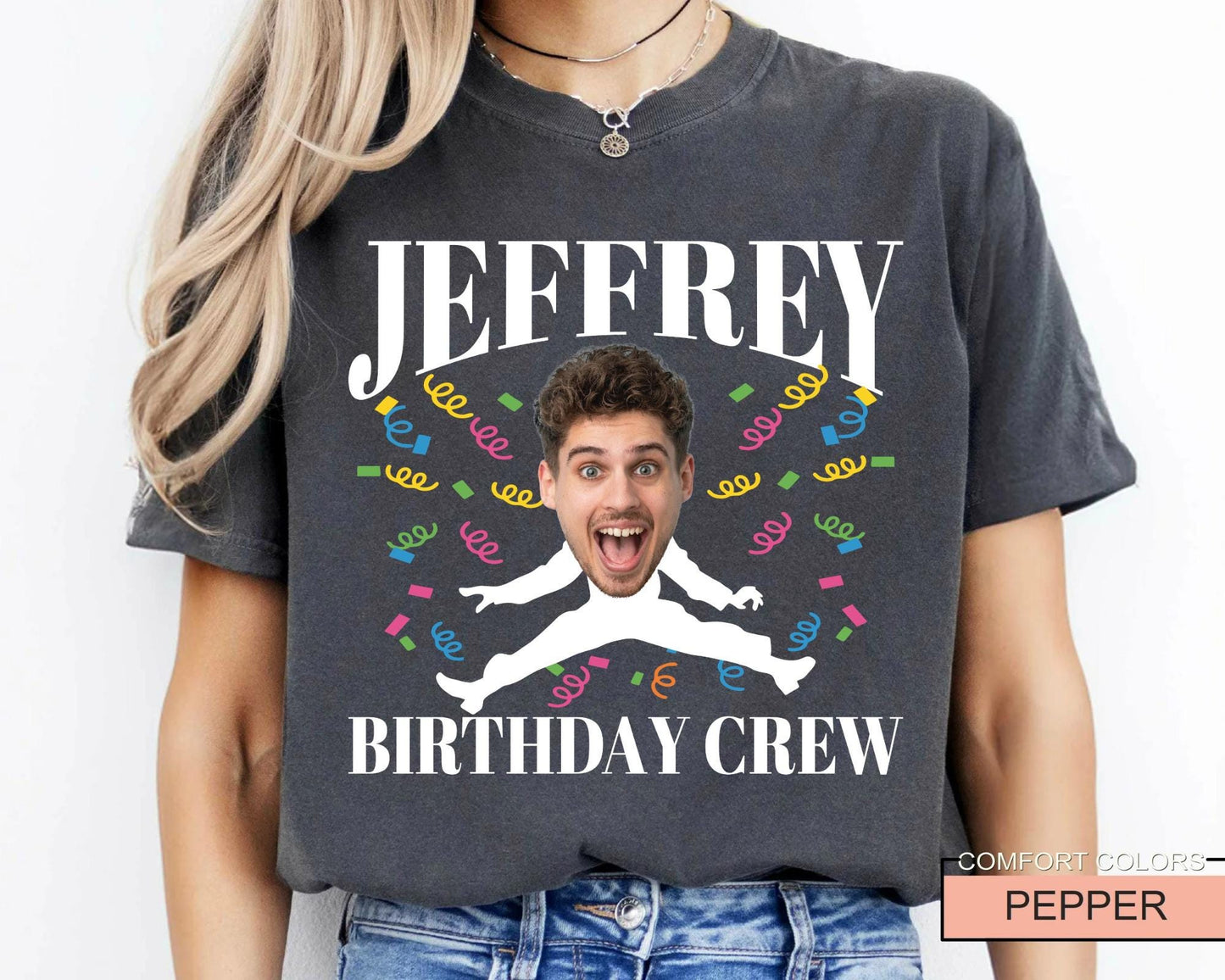 Funny Birthday Man Face Photo Shirt, Matching Birthday Party Boy Group Tee