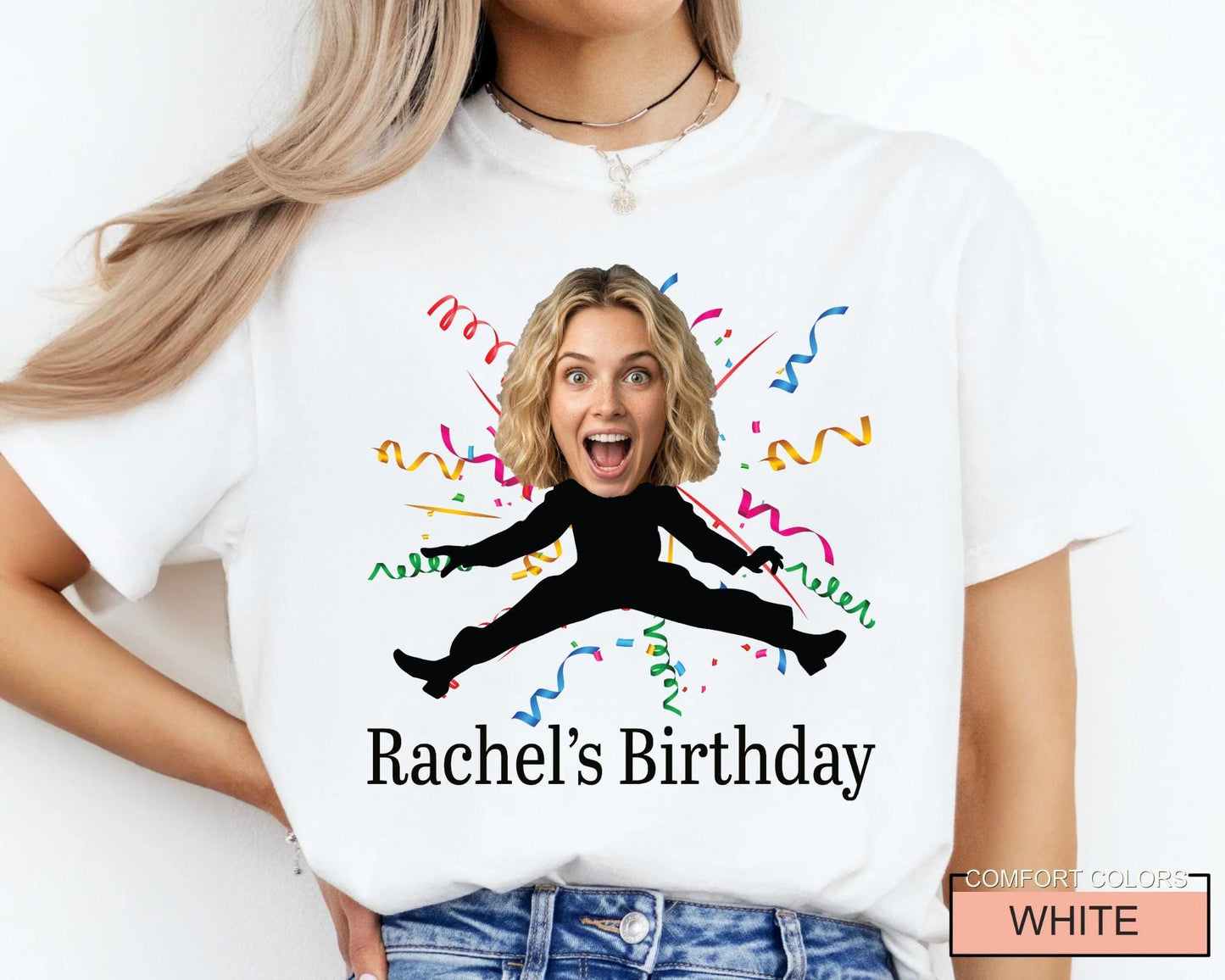 Personalized Dancing Face Party Shirt, Custom Birthday Crew Photo Tee, Mother Silhouette Top