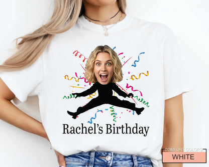 Personalized Dancing Face Party Shirt, Custom Birthday Crew Photo Tee, Mother Silhouette Top