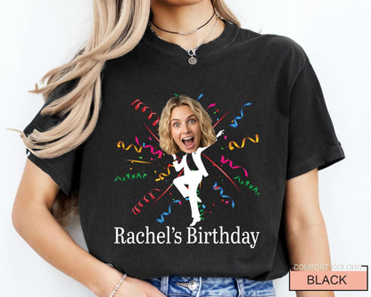 Personalized Dancing Face Party Shirt, Custom Birthday Crew Photo Tee, Mother Silhouette Top