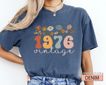 Wildflower 50th Birthday Shirt: Retro 1976 Vintage Style