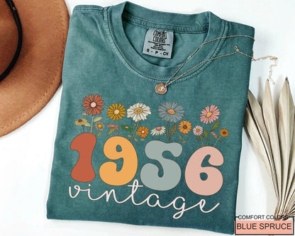 70th Birthday Vintage Floral Shirt, Custom Born in 1956 Women Tee