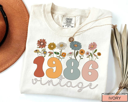 Vintage 1986 Birthday 40 T-Shirt - Floral Forty Woman shirt