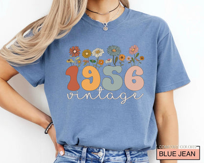 70th Birthday Vintage Floral Shirt, Custom Born in 1956 Women Tee